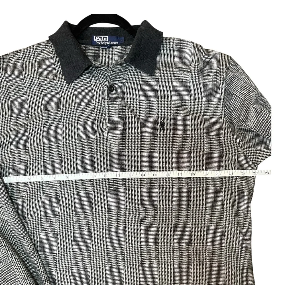 Polo Ralph Lauren Gray Long Sleeve Polo Shirt Men’s Sz.L 2-Tone Knit Classic Fit